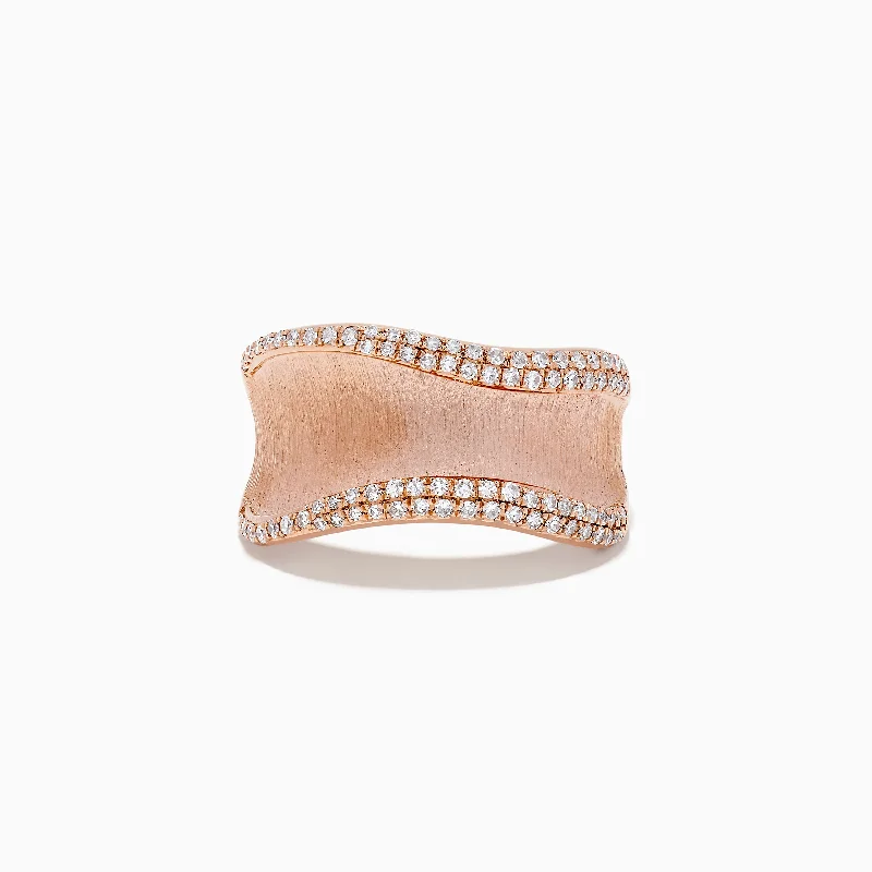 Pave Rose 14k Textured Rose Gold Diamond Ring