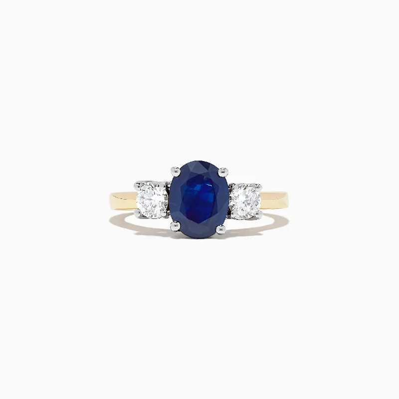 Shop Fine Jewelry With Amazing Deals Royale Bleu 14K Two Tone Gold Sapphire and Diamond Ring, 2.39 TCW Shop Fine Jewelry With Amazing Deals Royale Bleu 14K Two Tone Gold Sapphire and Diamond Ring, 2.39 TCW