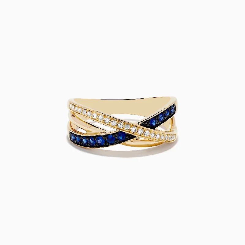 Exclusive Online Discounts On Stylish Jewelry Royale Bleu 14K Yellow Gold Blue Sapphire and Diamond Crossover Ring Exclusive Online Discounts On Stylish Jewelry Royale Bleu 14K Yellow Gold Blue Sapphire and Diamond Crossover Ring