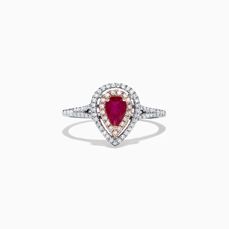 Get The Best Deals On Timeless Jewelry Pieces Ruby Royale 14K Two Tone Gold Pear Shaped Ruby and Diamond Ring, 0.77 TCW Get The Best Deals On Timeless Jewelry Pieces Ruby Royale 14K Two Tone Gold Pear Shaped Ruby and Diamond Ring, 0.77 TCW