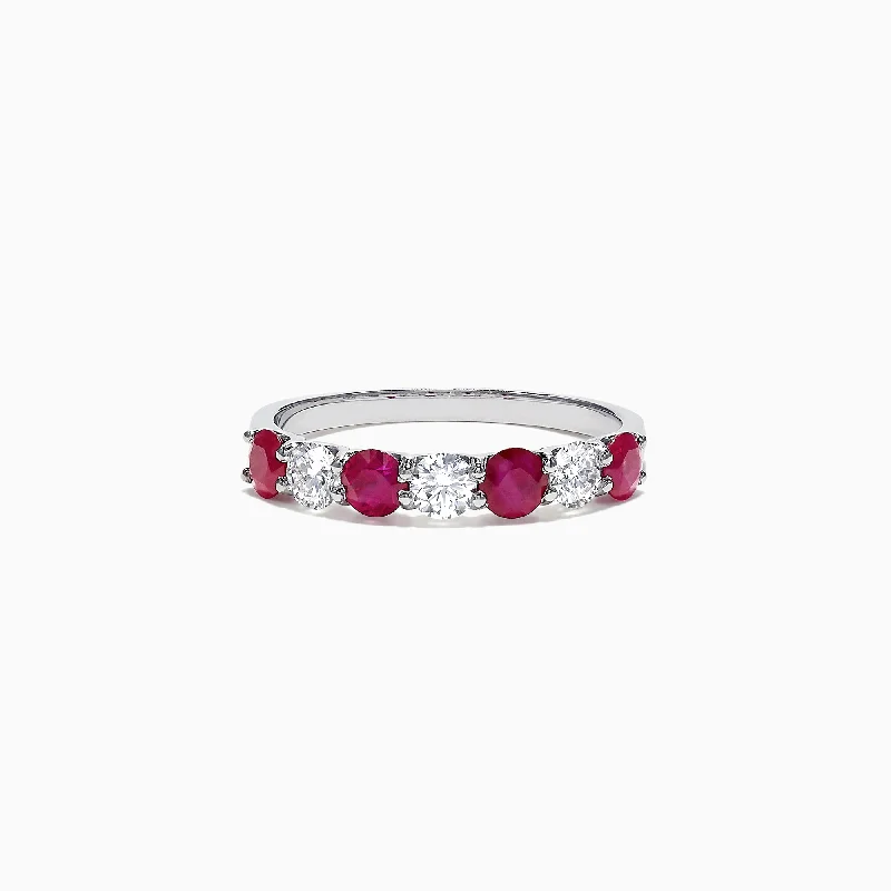 Handcrafted Beauty At Affordable Prices Ruby Royale 14K White Gold Ruby and Diamond Stacking Band, 1.39 TCW Handcrafted Beauty At Affordable Prices Ruby Royale 14K White Gold Ruby and Diamond Stacking Band, 1.39 TCW