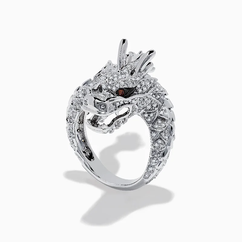 Fashion-Forward Geometric Jewelry For Contemporary Style Safari 14K White Gold Espresso and White Diamond Dragon Ring Fashion-Forward Geometric Jewelry For Contemporary Style Safari 14K White Gold Espresso and White Diamond Dragon Ring