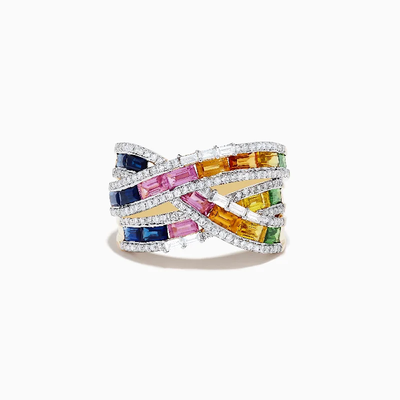 The Biggest Jewelry Sale Of The Year Is Here Watercolors 14K Gold Multi Sapphire and Diamond Crossover Ring The Biggest Jewelry Sale Of The Year Is Here Watercolors 14K Gold Multi Sapphire and Diamond Crossover Ring