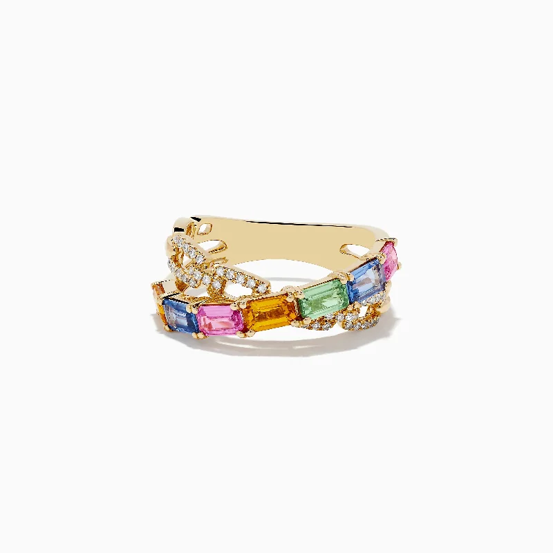 Luxury Meets Affordability – Jewelry Sale Now Live Watercolors 14K Yellow Gold Multi Sapphire and Diamond Crossover Ring Luxury Meets Affordability – Jewelry Sale Now Live Watercolors 14K Yellow Gold Multi Sapphire and Diamond Crossover Ring