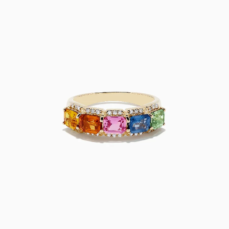 Seasonal Jewelry Sale – Upgrade Your Collection Watercolors 14K Yellow Gold Multi Sapphire and Diamond Ring, 2.59 TCW Seasonal Jewelry Sale – Upgrade Your Collection Watercolors 14K Yellow Gold Multi Sapphire and Diamond Ring, 2.59 TCW
