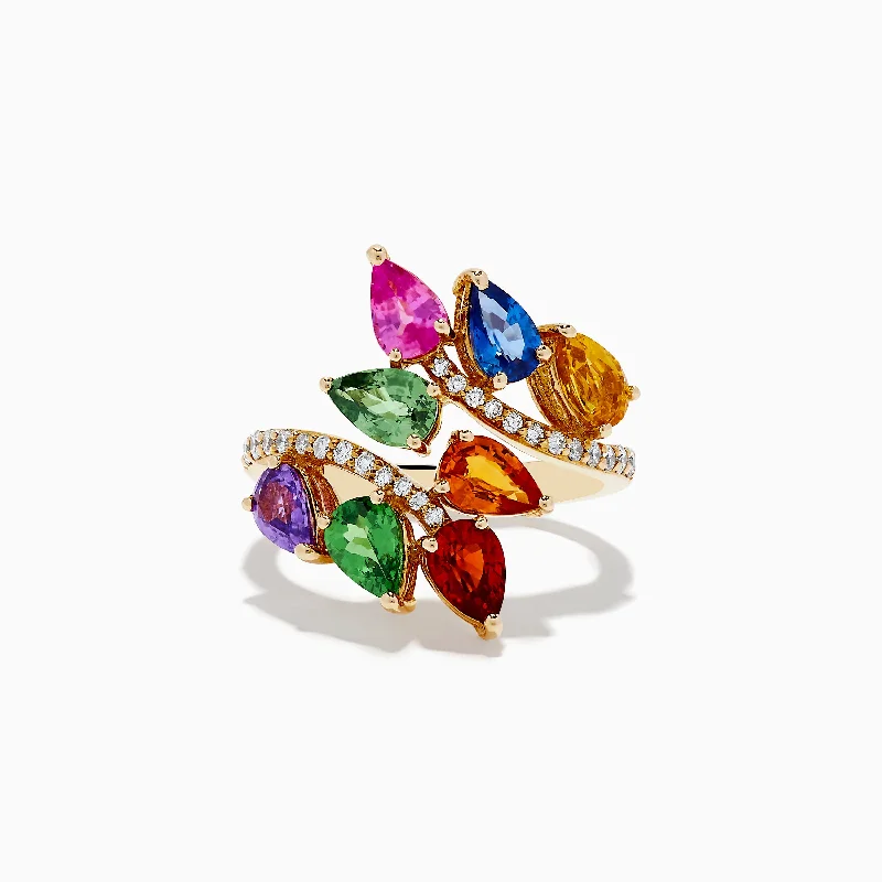 Sparkle More For Less – Jewelry Sale Happening Now Watercolors 14K Yellow Gold Multi Sapphire and Diamond Ring Sparkle More For Less – Jewelry Sale Happening Now Watercolors 14K Yellow Gold Multi Sapphire and Diamond Ring