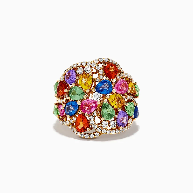Shop Fine Jewelry With Exclusive Savings Watercolors 14K Yellow Gold Multi Sapphire and Diamond Ring Shop Fine Jewelry With Exclusive Savings Watercolors 14K Yellow Gold Multi Sapphire and Diamond Ring