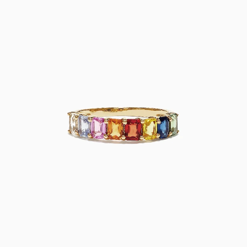 High-End Jewelry, Now More Affordable Than Ever Watercolors 14K Yellow Gold Multi-Sapphire Band Ring, 2.06 TCW High-End Jewelry, Now More Affordable Than Ever Watercolors 14K Yellow Gold Multi-Sapphire Band Ring, 2.06 TCW