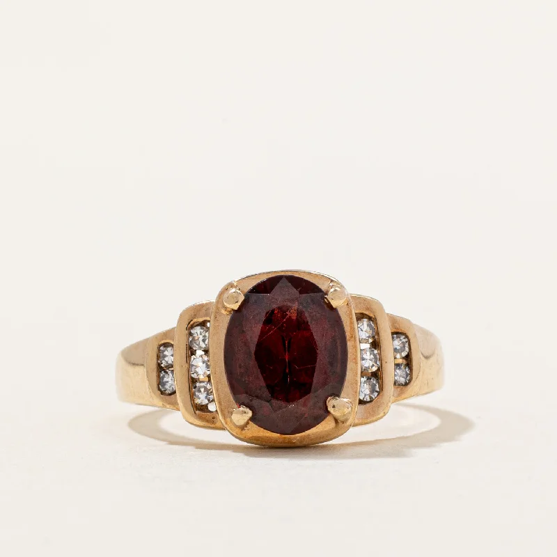 Classic And Modern Jewelry Styles On Sale Garnet & Diamond Ring | 2.25ct, 0.10ctw | SZ 6.25 | Classic And Modern Jewelry Styles On Sale Garnet & Diamond Ring | 2.25ct, 0.10ctw | SZ 6.25 |