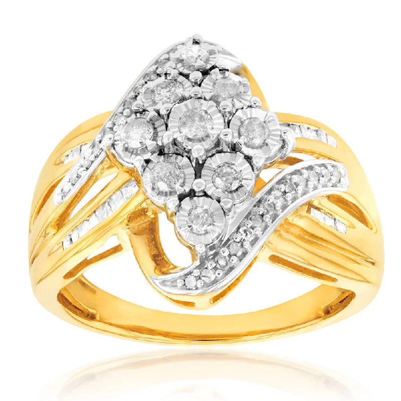 Chic And Stylish Jewelry At Exclusive Prices Gold Plated Silver 1/2 Carat Diamond Ring Chic And Stylish Jewelry At Exclusive Prices Gold Plated Silver 1/2 Carat Diamond Ring