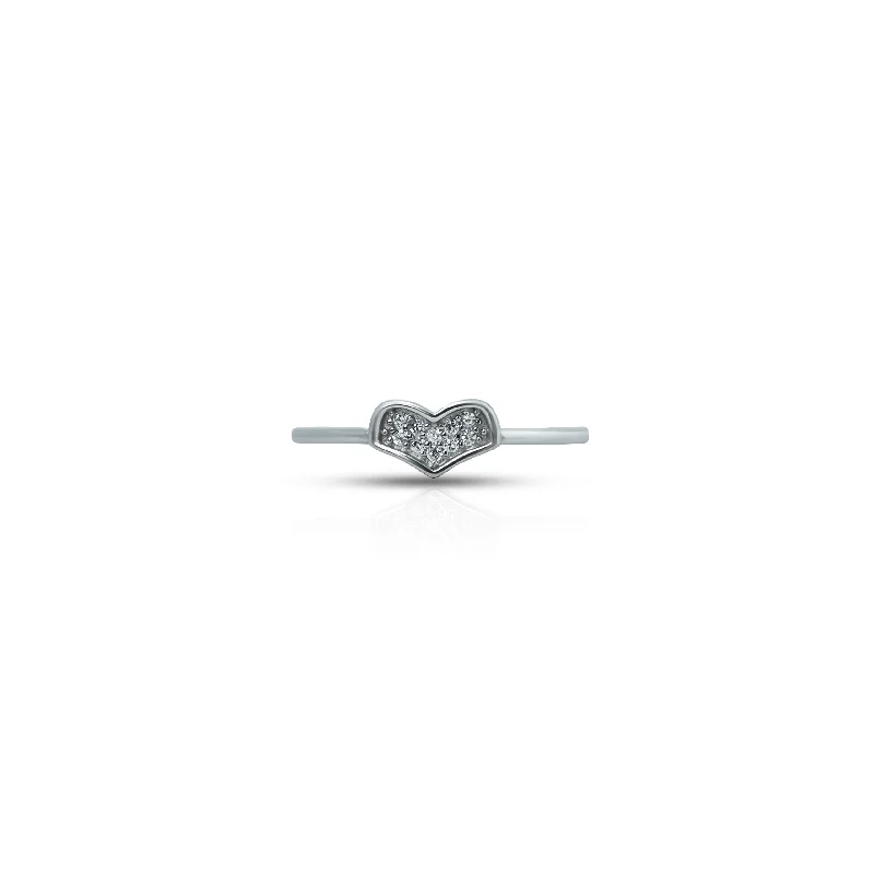 Personalized Jewelry At Special Discount Rates Heart Design Silver Ring with Multiple Micro Stones