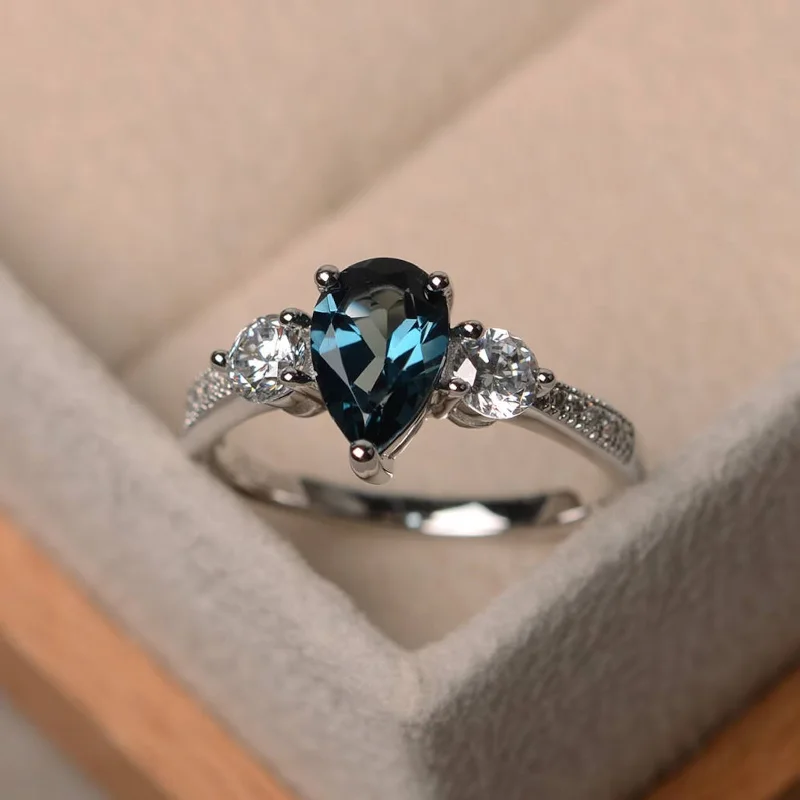 Exclusive Online Jewelry Sale – Don't Wait London Blue Topaz Pear Cut Stone Ring