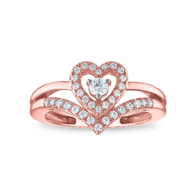 LoveSong EcoLove 3/8 CTW Lab Grown Diamond Heart Promise Ring in 10KT Rose Gold