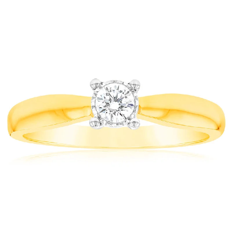 The Perfect Accessory For Less – Jewelry Sale Live Luminesce Lab Grown 1/10 Carat Diamond 4 Claw Ring in 9ct Yellow Gold The Perfect Accessory For Less – Jewelry Sale Live Luminesce Lab Grown 1/10 Carat Diamond 4 Claw Ring in 9ct Yellow Gold