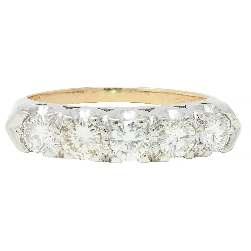 Luxury Jewelry Clearance – Shop Premium Styles Now Mid-Century 1.00 CTW Diamond 14 Karat Two-Tone Gold Vintage Fishtail Band Ring Luxury Jewelry Clearance – Shop Premium Styles Now Mid-Century 1.00 CTW Diamond 14 Karat Two-Tone Gold Vintage Fishtail Band Ring