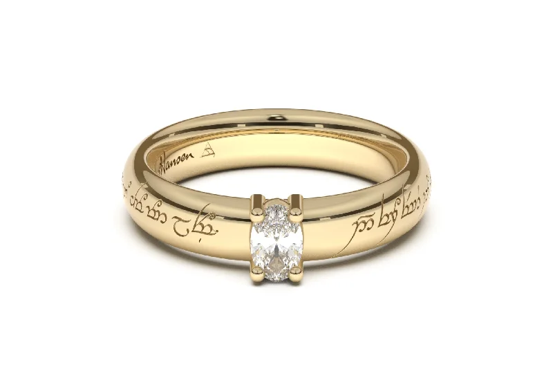 Seasonal Jewelry Sale – Upgrade Your Collection Oval Contemporary Elvish Engagement Ring, Yellow Gold Seasonal Jewelry Sale – Upgrade Your Collection Oval Contemporary Elvish Engagement Ring, Yellow Gold