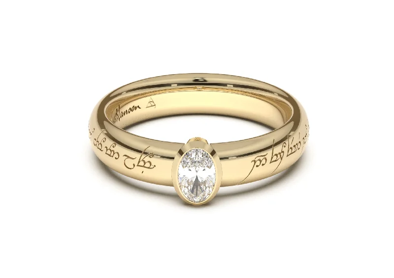 Exclusive Jewelry Offers – Sparkle For Less Oval Elegant Elvish Engagement Ring, Yellow Gold Exclusive Jewelry Offers – Sparkle For Less Oval Elegant Elvish Engagement Ring, Yellow Gold