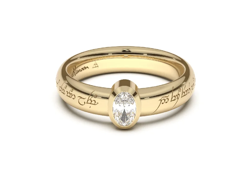 High-Quality Jewelry At A Fraction Of The Cost Oval Modern Elvish Engagement Ring, Yellow Gold High-Quality Jewelry At A Fraction Of The Cost Oval Modern Elvish Engagement Ring, Yellow Gold