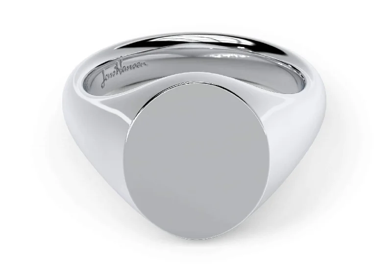 Handcrafted Beauty At Affordable Prices Oval Signet Ring, White Gold & Platinum