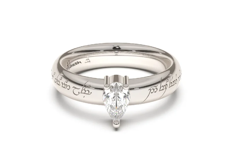 Adjustable Charm Bracelets For A Perfect Fit Pear Classic Elvish Engagement Ring, White Gold & Platinum