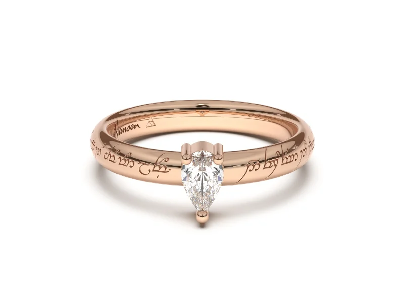 Exclusive Jewelry Bundles At Discounted Prices Pear Classic Slim Elvish Engagement Ring, Red Gold Exclusive Jewelry Bundles At Discounted Prices Pear Classic Slim Elvish Engagement Ring, Red Gold