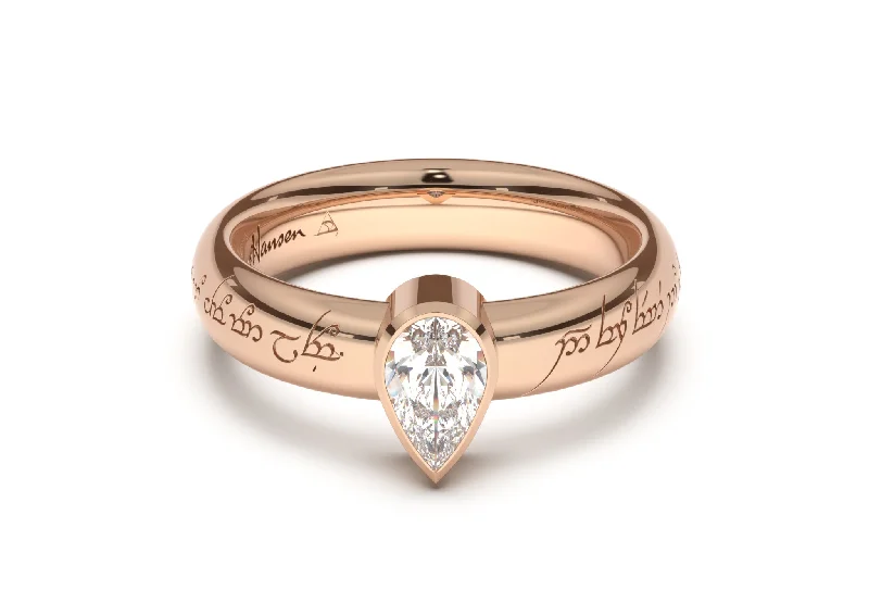 Premium Jewelry Now Available At Special Discounts Pear Modern Elvish Engagement Ring, Red Gold Premium Jewelry Now Available At Special Discounts Pear Modern Elvish Engagement Ring, Red Gold