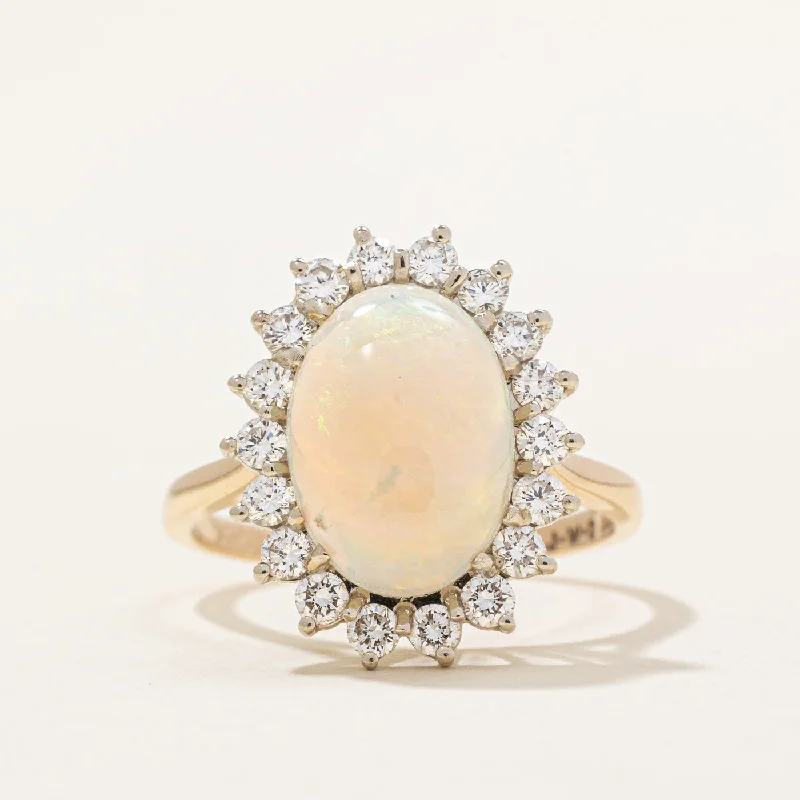 Get The Jewelry You Love At A Price You Love Opal & Diamond Halo Cocktail Ring | 2.10ct, 0.75ctw | SZ 8.25 | Get The Jewelry You Love At A Price You Love Opal & Diamond Halo Cocktail Ring | 2.10ct, 0.75ctw | SZ 8.25 |