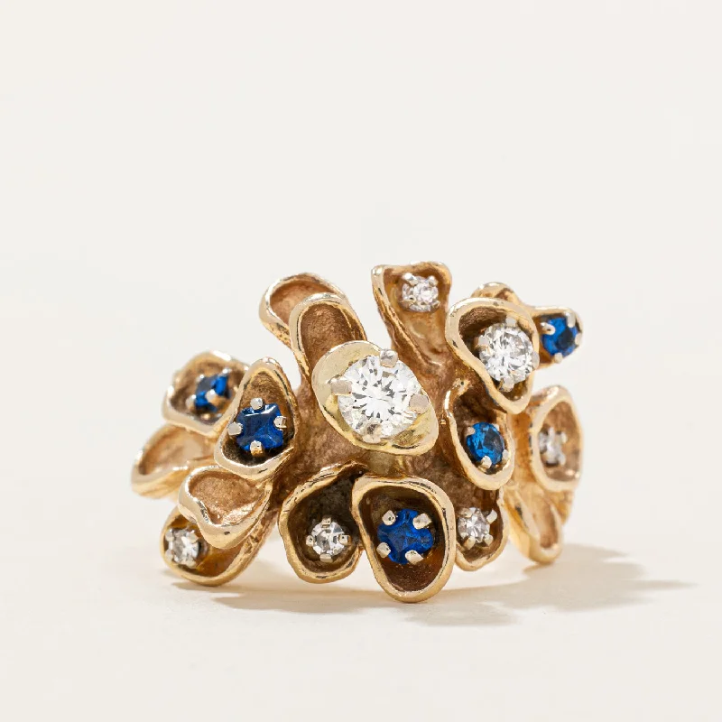 Luxury Jewelry Now At Special Promotional Rates Diamond & Synthetic Sapphire Abstract Ring | 0.37ctw, 0.20ctw | SZ 5 | Luxury Jewelry Now At Special Promotional Rates Diamond & Synthetic Sapphire Abstract Ring | 0.37ctw, 0.20ctw | SZ 5 |