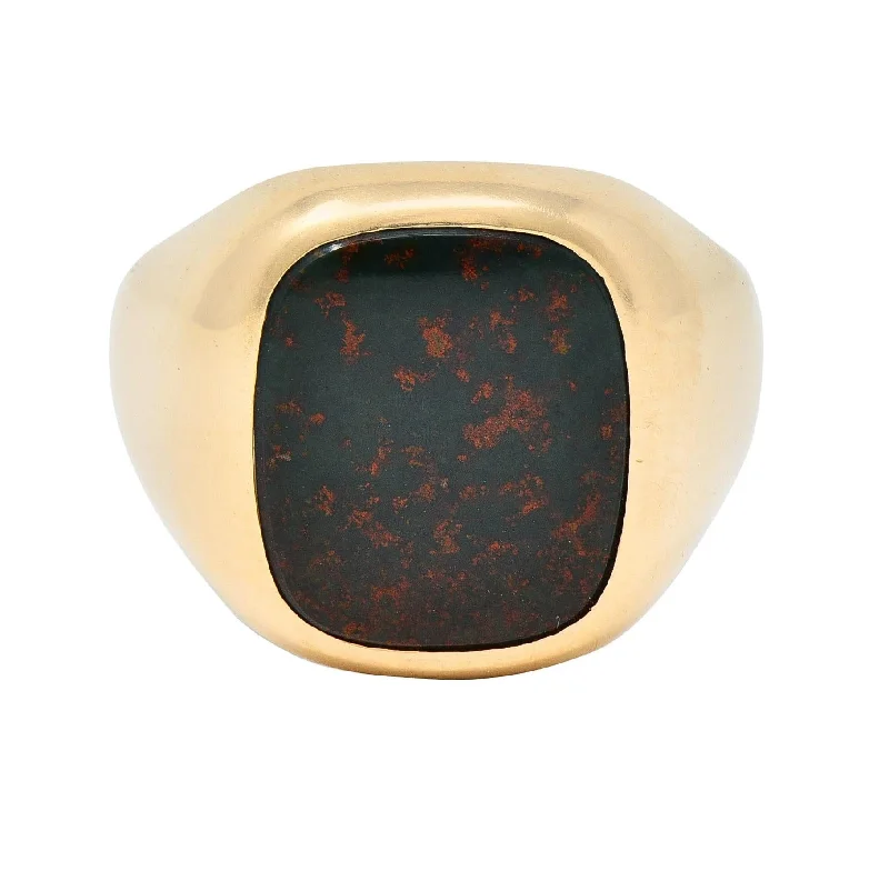 Elegant Jewelry, Exclusive Prices – Shop Now Retro Bloodstone 14 Karat Yellow Gold Vintage Unisex Signet Ring Elegant Jewelry, Exclusive Prices – Shop Now Retro Bloodstone 14 Karat Yellow Gold Vintage Unisex Signet Ring