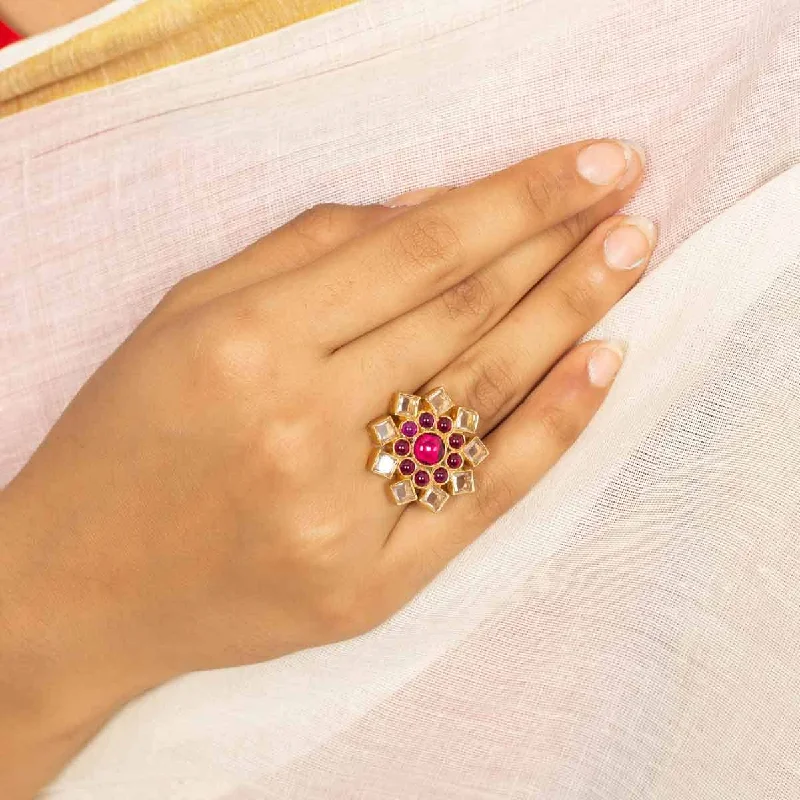 Exclusive Jewelry Bundles At Discounted Rates Silver Gold Plated Flower Polki Ring