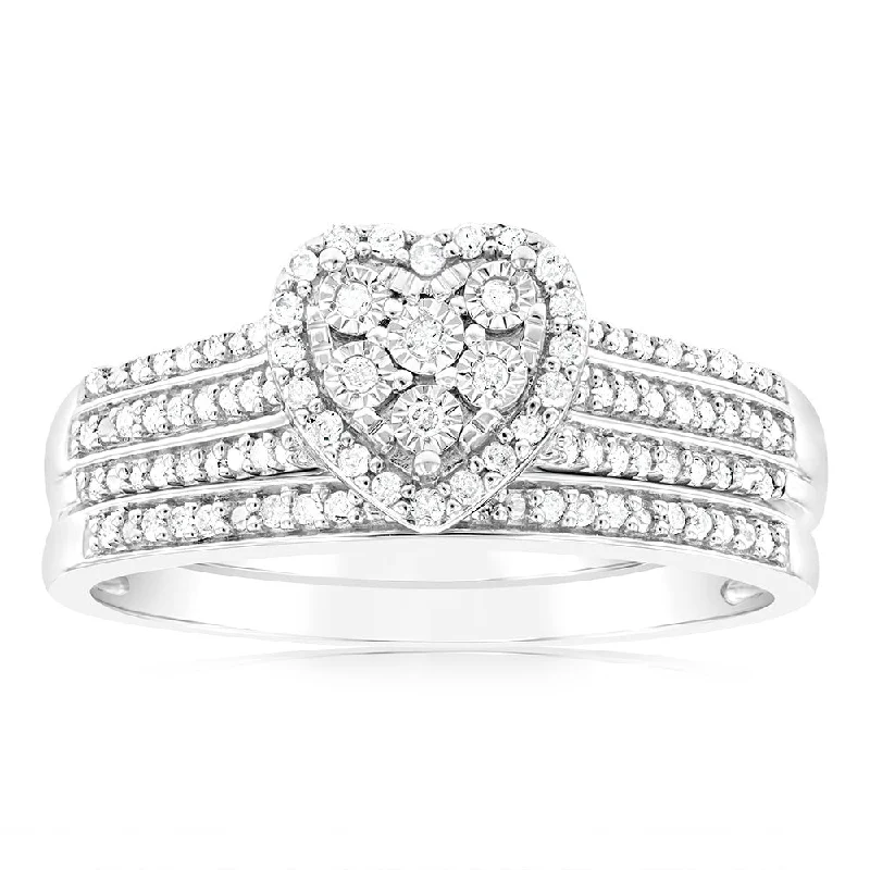 Last Chance To Shop High-End Jewelry At Markdown Prices Silver1/3 Carat Diamond 2 Ring Bridal Set Last Chance To Shop High-End Jewelry At Markdown Prices Silver1/3 Carat Diamond 2 Ring Bridal Set