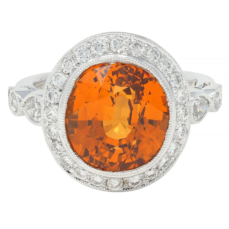 Flash Jewelry Sale – Get Stunning Pieces At Low Prices Spark 12.59 CTW Orange Sapphire Diamond 18 Karat White Gold Contemporary Halo Ring
