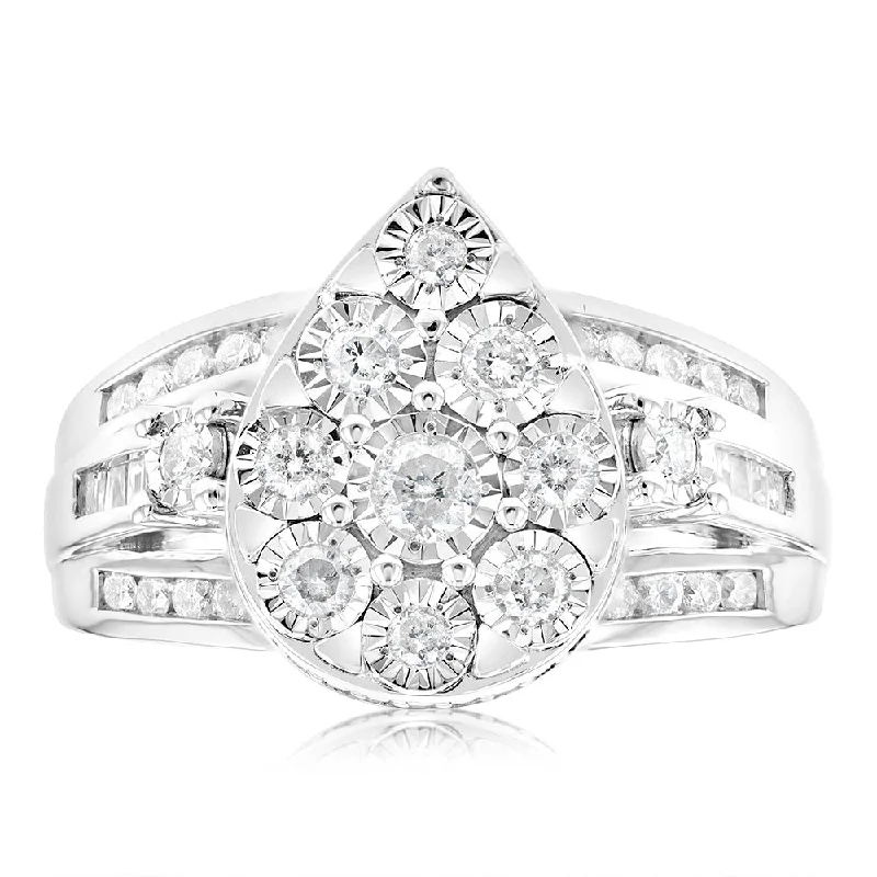 Sparkle On A Budget – Fine Jewelry For Less Sterling Silver 1 Carat Diamond Pear Shaped Dress Ring Sparkle On A Budget – Fine Jewelry For Less Sterling Silver 1 Carat Diamond Pear Shaped Dress Ring