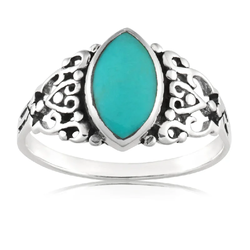 Timeless Beauty, Unbeatable Deals – Jewelry Sale On Sterling Silver Created Turquoise Marquise Oxidised Ring Timeless Beauty, Unbeatable Deals – Jewelry Sale On Sterling Silver Created Turquoise Marquise Oxidised Ring