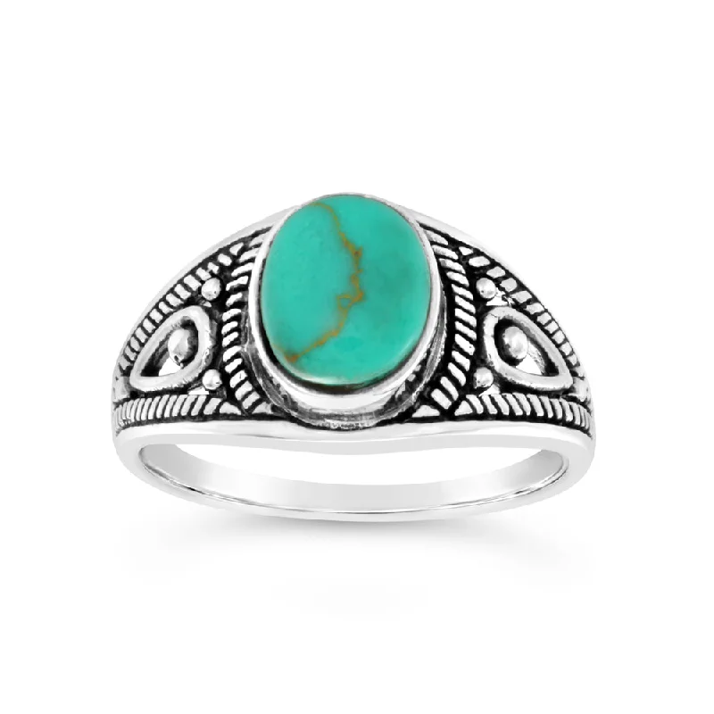 Shop Jewelry That Shines Without The High Price Sterling Silver Created Turquoise Oval Oxidised Ring Shop Jewelry That Shines Without The High Price Sterling Silver Created Turquoise Oval Oxidised Ring