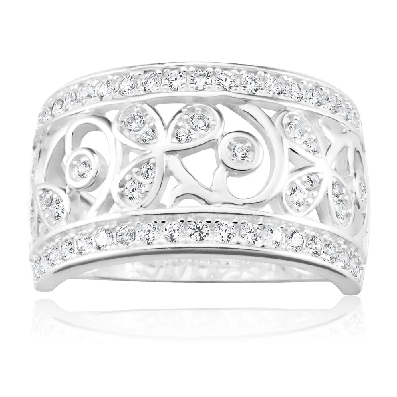 Waterproof Stainless Steel Jewelry For Lasting Beauty Sterling Silver Cubic Zirconia Pattern Ring Waterproof Stainless Steel Jewelry For Lasting Beauty Sterling Silver Cubic Zirconia Pattern Ring