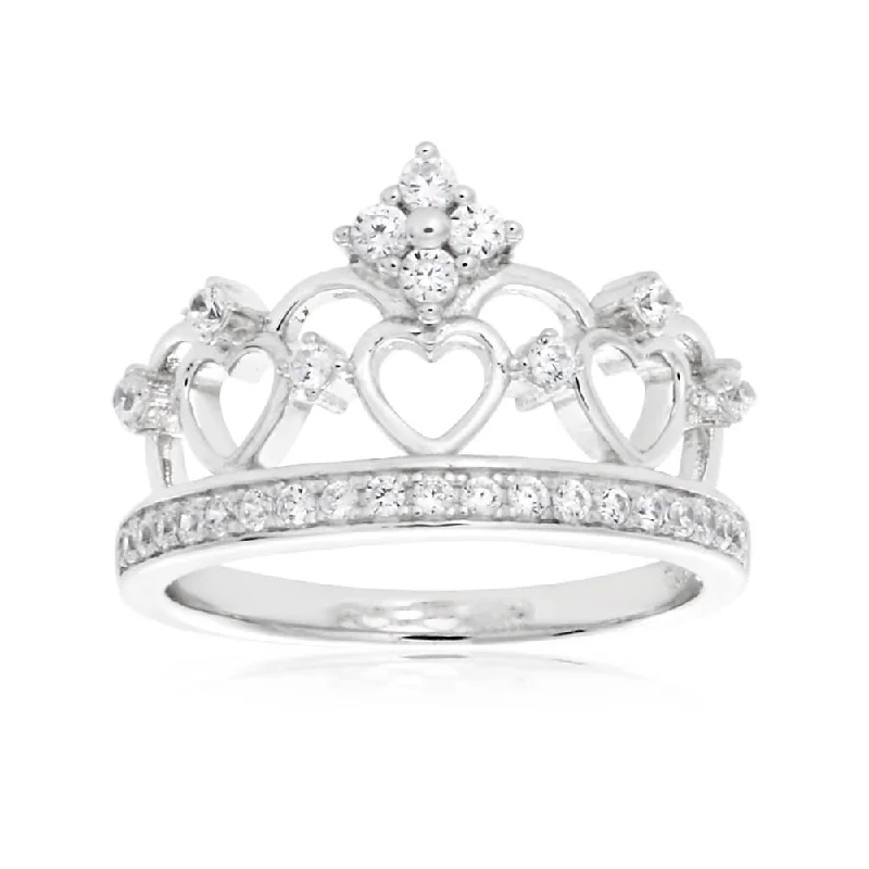 Clearance Sale On High-End Jewelry Collections Sterling Silver Cubic Zirconia Princess Crown Ring Clearance Sale On High-End Jewelry Collections Sterling Silver Cubic Zirconia Princess Crown Ring