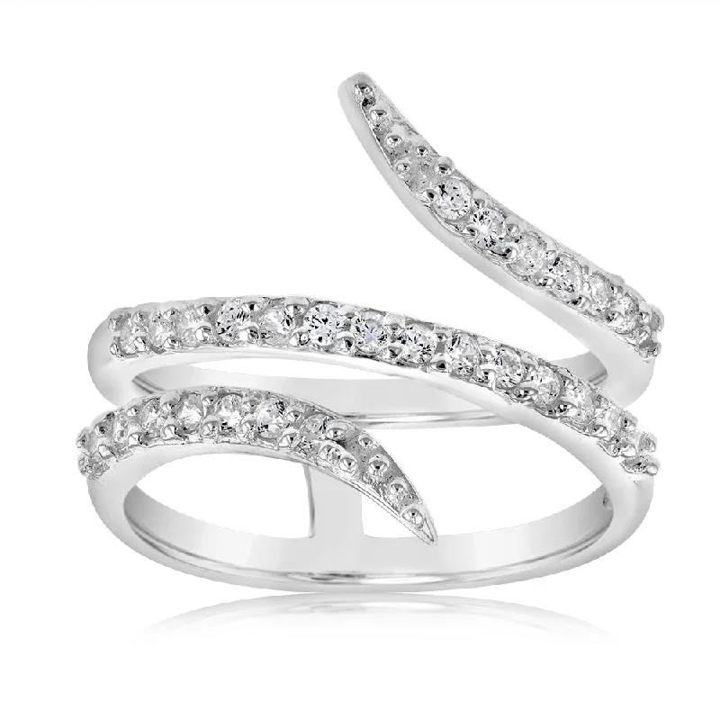 Customized Silver Jewelry For Unique Style Sterling Silver Cubic Zirconia Spiral Ring Customized Silver Jewelry For Unique Style Sterling Silver Cubic Zirconia Spiral Ring