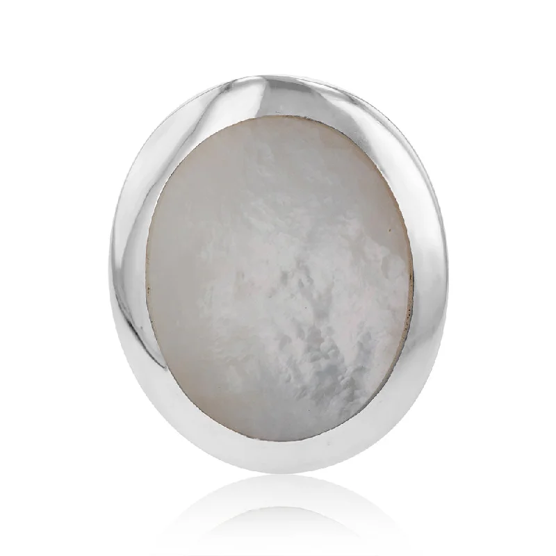 Eco-Friendly Sustainable Jewelry For Conscious Buyers Sterling Silver Mother Of Pearl Round Ring Eco-Friendly Sustainable Jewelry For Conscious Buyers Sterling Silver Mother Of Pearl Round Ring