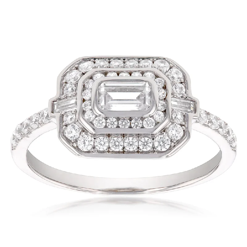 Personalized Jewelry At Special Discount Rates Sterling Silver Rhodium Plated Cubic Zirconia Baguette Ring Personalized Jewelry At Special Discount Rates Sterling Silver Rhodium Plated Cubic Zirconia Baguette Ring