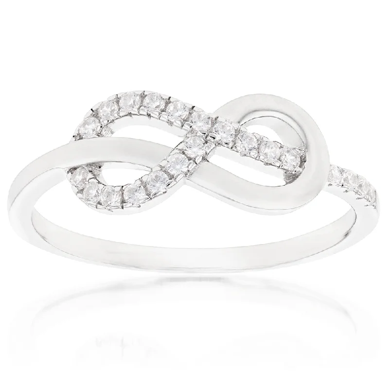 Elegant Jewelry, Exclusive Prices – Shop Now Sterling Silver Rhodium Plated Cubic Zirconia Infinity Ring Elegant Jewelry, Exclusive Prices – Shop Now Sterling Silver Rhodium Plated Cubic Zirconia Infinity Ring