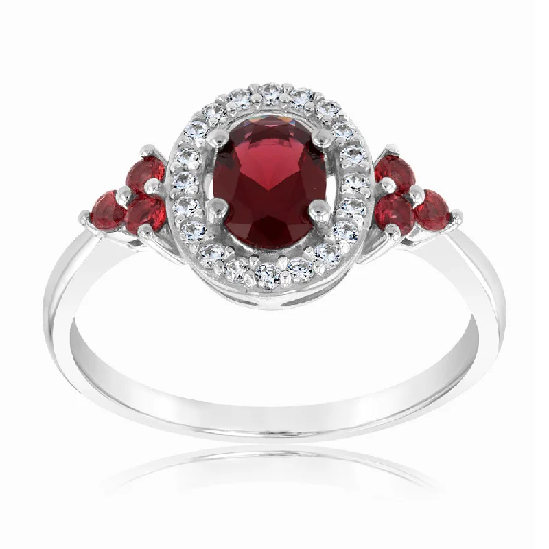 Get Your Favorite Jewelry At The Best Price Sterling Silver Rhodium Plated Red Stone White Cubic Zirconia Ring Get Your Favorite Jewelry At The Best Price Sterling Silver Rhodium Plated Red Stone White Cubic Zirconia Ring