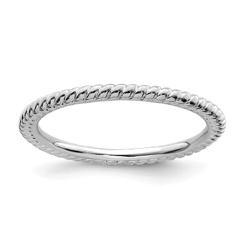 Sterling Silver Stackable Expressions Rhodium Twisted Ring