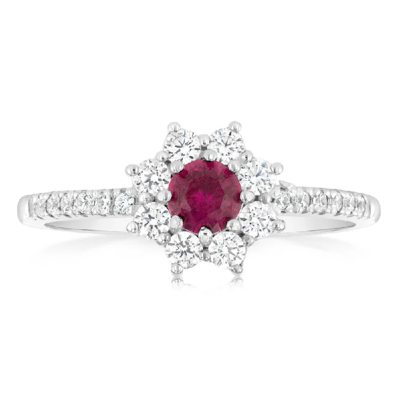 Limited-Time Offer On Elegant Jewelry Pieces Sterling Silver White And Red Zirconia Flower Ring Limited-Time Offer On Elegant Jewelry Pieces Sterling Silver White And Red Zirconia Flower Ring
