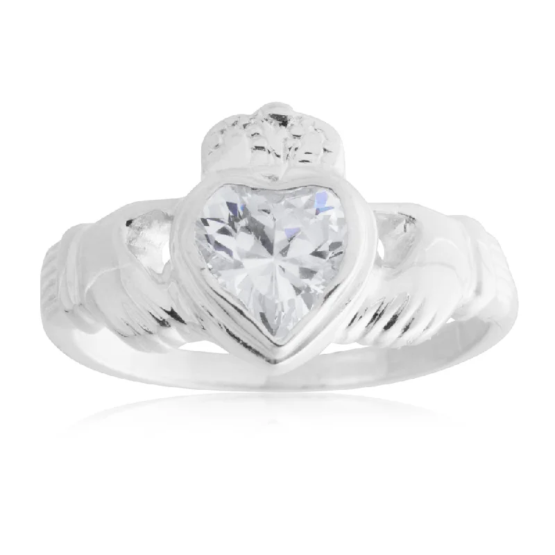 High-End Jewelry, Now More Affordable Than Ever Sterling Silver Zirconia Claddagh Ring High-End Jewelry, Now More Affordable Than Ever Sterling Silver Zirconia Claddagh Ring