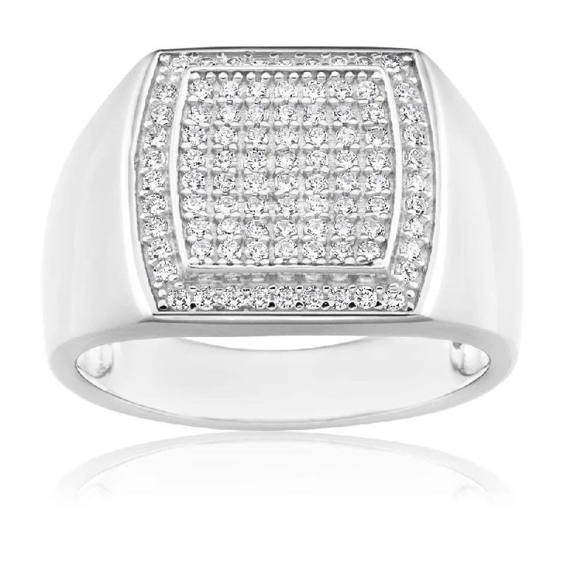Last Chance To Grab Your Favorite Jewelry At A Discount Sterling Silver Zirconia Grid Gents Ring Last Chance To Grab Your Favorite Jewelry At A Discount Sterling Silver Zirconia Grid Gents Ring