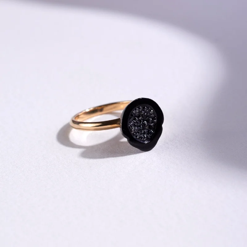 Handcrafted Beauty At Affordable Prices Tahitian Pearl Geode Ring with Black Diamonds Handcrafted Beauty At Affordable Prices Tahitian Pearl Geode Ring with Black Diamonds