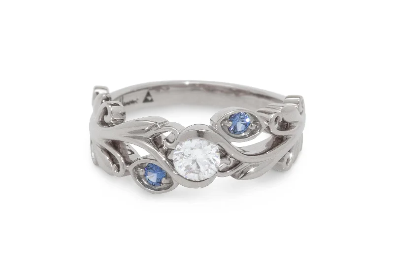 Don't Miss Out On Jaw-Dropping Jewelry Discounts Three-Stone Diamond & Sapphire Elvish Vine Engagement Ring, White Gold & Platinum Don't Miss Out On Jaw-Dropping Jewelry Discounts Three-Stone Diamond & Sapphire Elvish Vine Engagement Ring, White Gold & Platinum