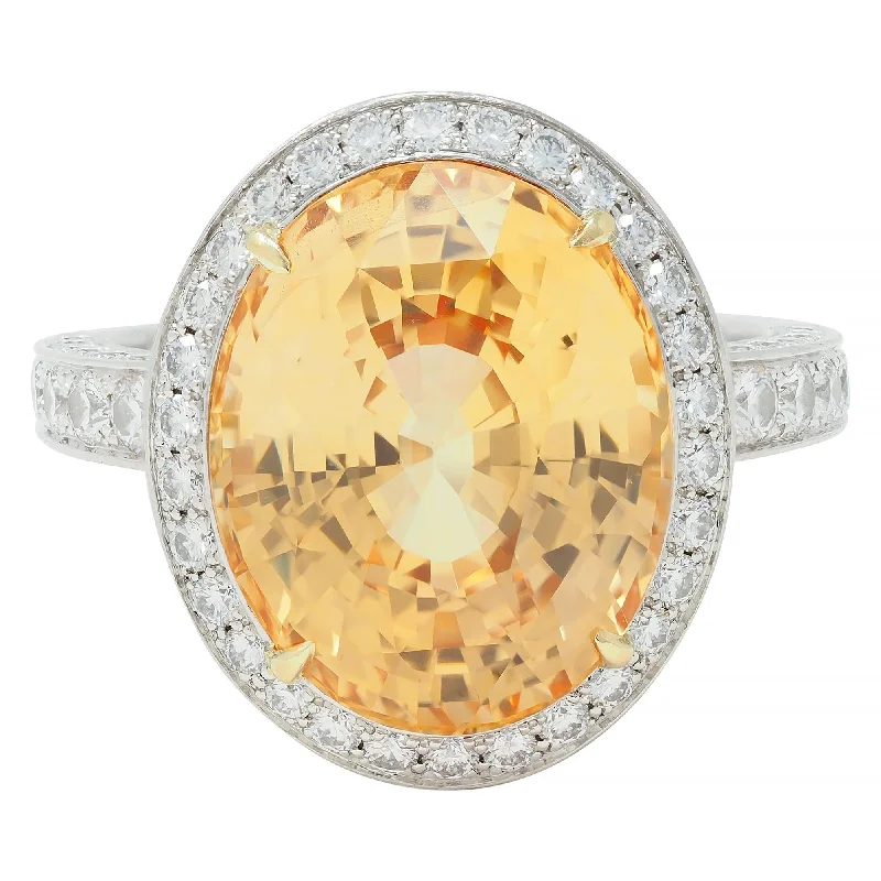 Discounted Jewelry For A Glamorous Look Tiffany & Co. 14.02 CTW No Heat Ceylon Golden & Pink Sapphire Diamond Platinum 18 Karat Contemporary Halo Ring AGL Discounted Jewelry For A Glamorous Look Tiffany & Co. 14.02 CTW No Heat Ceylon Golden & Pink Sapphire Diamond Platinum 18 Karat Contemporary Halo Ring AGL
