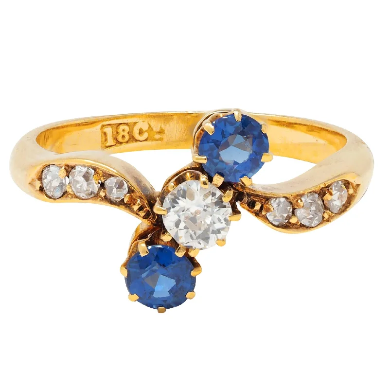 Best Jewelry Sale – Shop Exclusive Designs Now Victorian 0.68 CTW Sapphire Diamond 18 Karat Yellow Gold Antique Bypass Ring Best Jewelry Sale – Shop Exclusive Designs Now Victorian 0.68 CTW Sapphire Diamond 18 Karat Yellow Gold Antique Bypass Ring